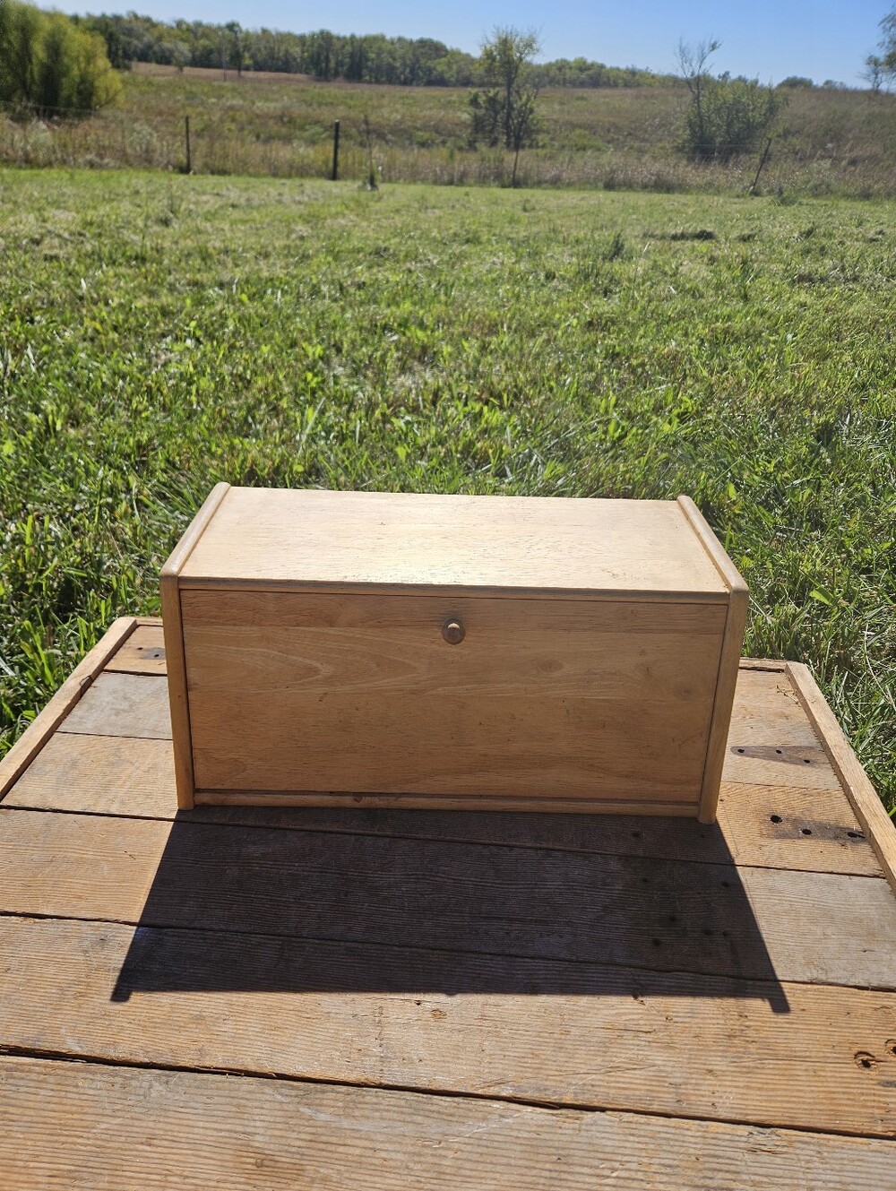 Vintage Wooden Breadbox Blank Counter Storage Bin Farmhouse Kitchen